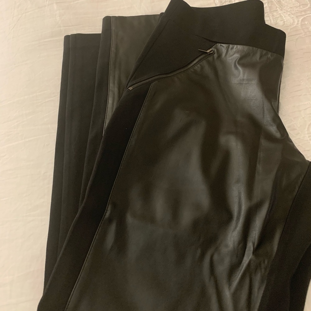 Black half faux leather w/stretchy leggings back